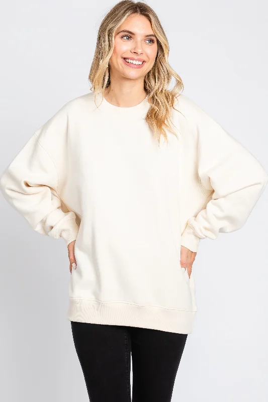 Ivory Soft Knit Fleece Lined Sweatshirt