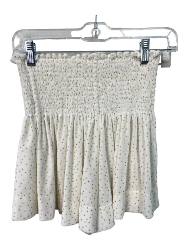 Koch Size Small Cream & Gold Polyester Smocked Glitter Velvet Shorts