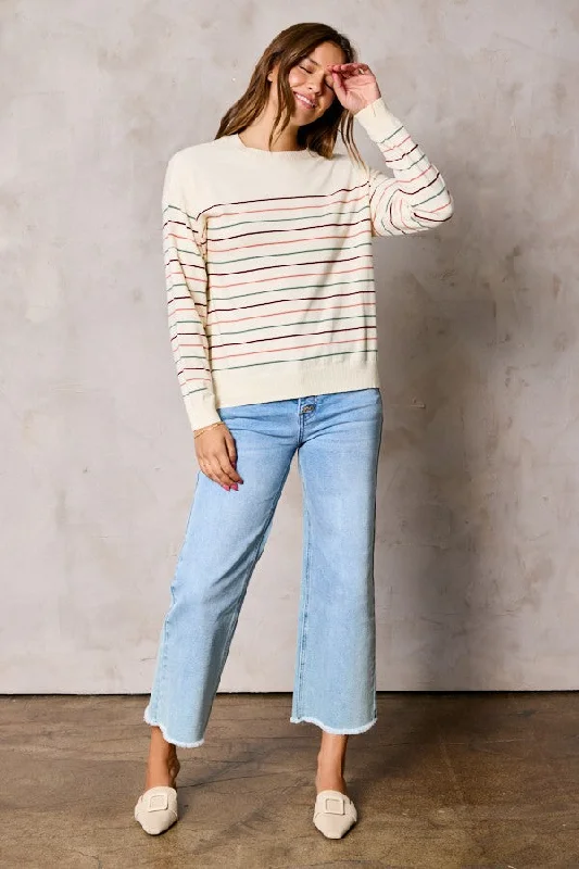 Multi-Color Stripe Soft Knit Sweater