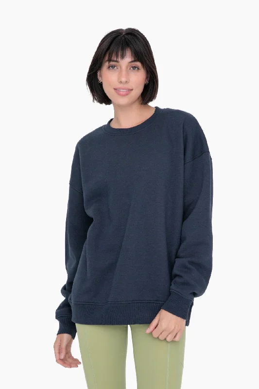 Navy Blue Soft Knit Fleece Lined Sweatshirt