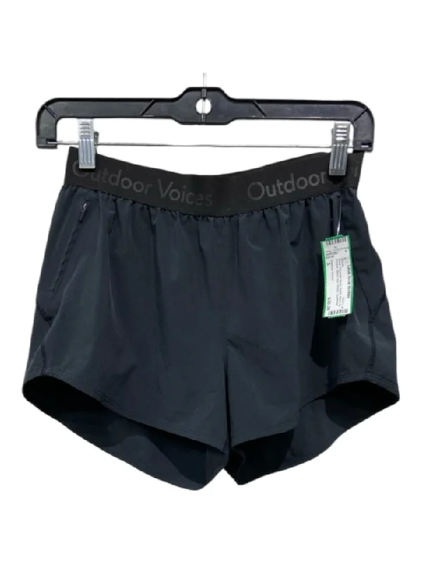 Outdoor Voices Size S Black Polyester Blend Elastic Waist Zip Pocket Shorts