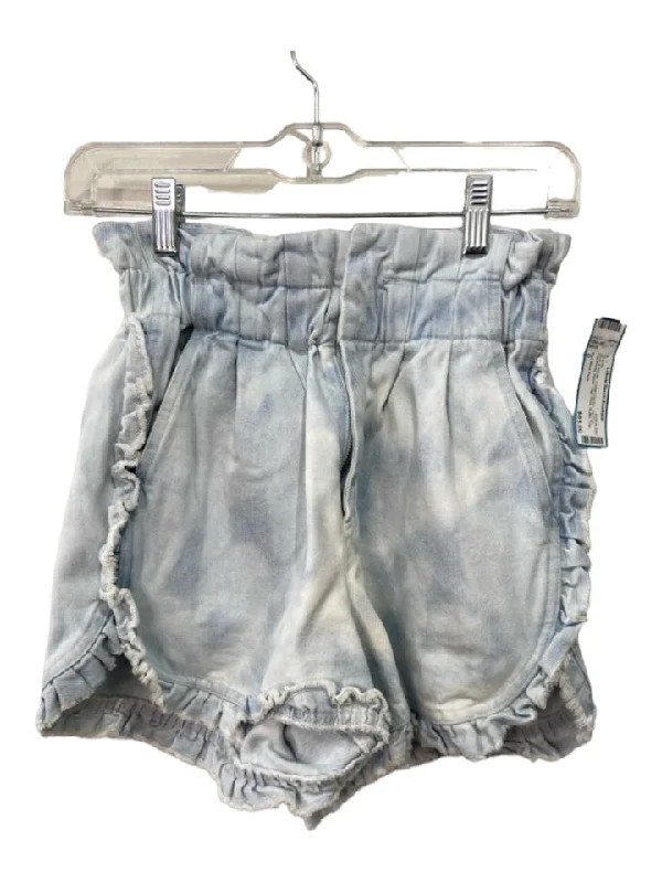 Sea New York Size 0 Blue & White Cotton Denim Tie Dye Paperbag Waist Shorts