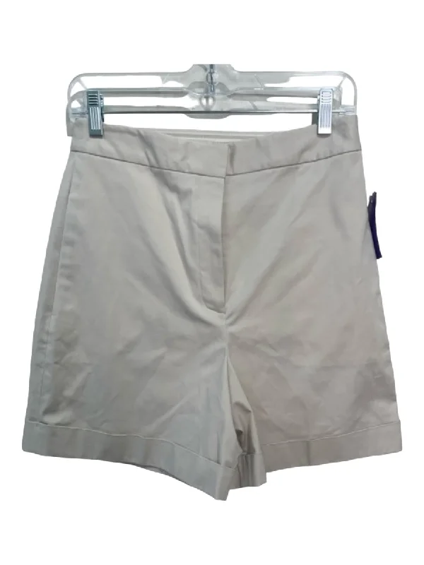 Theory Size 4 Khaki Beige Cotton High Rise Cuff Pockets Shorts