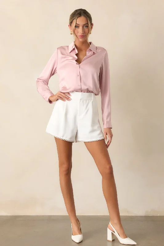 Classic Style Twilight Venture Ivory Pearl Trim Shorts