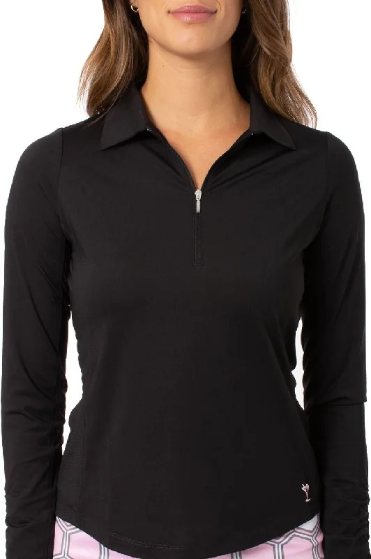 Black Long Sleeve Zip Polo