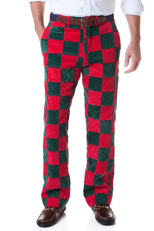 Beachcomber Corduroy Pant Hunter and Crimson Patchwork