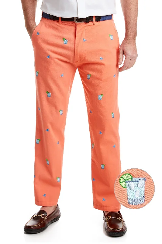 Harbor Pant Stretch Twill Coral with Fin & Tonic