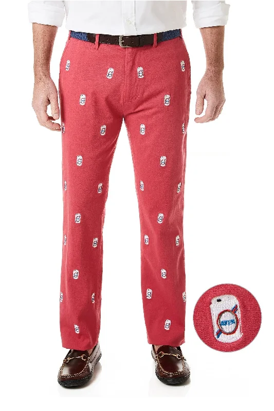 Harbor Pant Stretch Twill Hurricane Red with Beer Cans