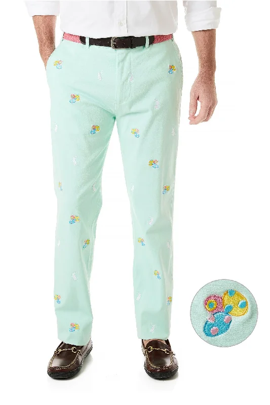 Harbor Pant Stretch Twill Mint with Easter Eggs and Bunny