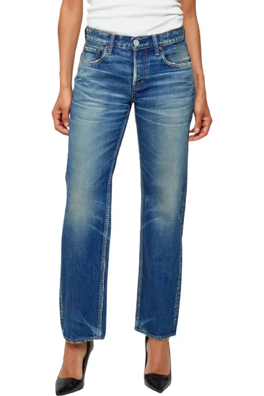 Minneola Low Rise Straight Jeans In Dark Blue