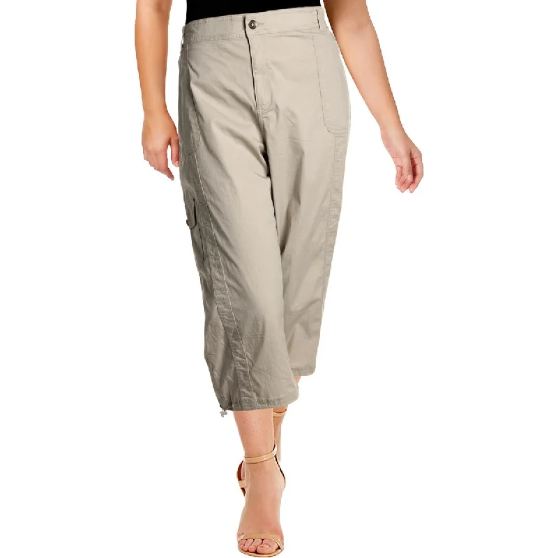 Womens Comfort Waist Mid-Rise Cargo Pants