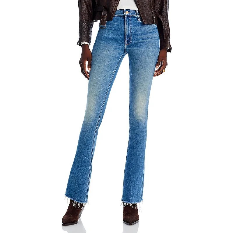 Womens High Rise Frayed Hem Bootcut Jeans